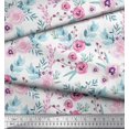 thumbnail image 2 of Soimoi Tissu Popeline de Coton Blanc Anémone & Fleur Rose Tissu Floral Imprimés au Mètre 56 Pouces de Large, 2 of 3