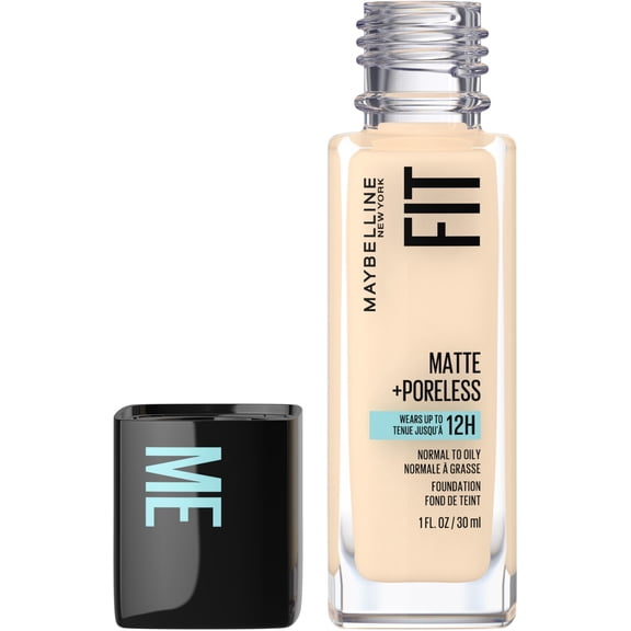 Maybelline New York Fit Me Matte + Poreless Foundation Makeup, Ultra-Lightweight Formula Controls Shine, for Normal to Oily Skin, 110 porcelain ,30 ml