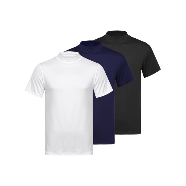 RUNQHUI T-Shirts Basiques à Manches Courtes pour Hommes Coupe Ajustée T-Shirts Décontractés Hauts Multipacks Tricot de Corps T-Shirt d'Entraînement Col Rond Noir&Bleu&Blanc G