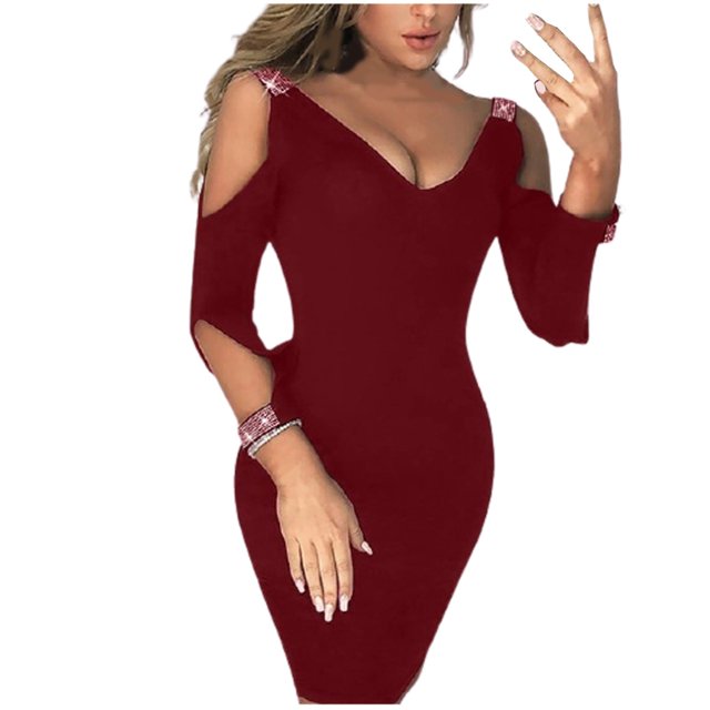 Pompotops Robe Courte de Cocktail Aguichant à Col en V pour Femmes, Bretelles, Fête, Coupe Crayon, en Solde