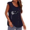 thumbnail image 1 of Pompotops Femme Été Décontracté Sans Manches Gilet à Boutons Col Rond Blouse Ample Haut Actif Femme, 1 of 4