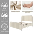 thumbnail image 4 of GloryStar Bed Frame with 50.2" Tall Headboard, Velvet Upholstered Bed Frame with Vertical Channel Tufted Headboard & Footboard, Nailhead Trim, No Box Spring Needed, 4 of 9