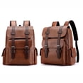 thumbnail image 5 of College Backpack with Laptop Compartment Leather Laptop Backpack for Men, Work Business Travel Office Backpack College Bookbag, Casual Computer Backpack Fits Notebook 15.6 Inch, 5 of 5