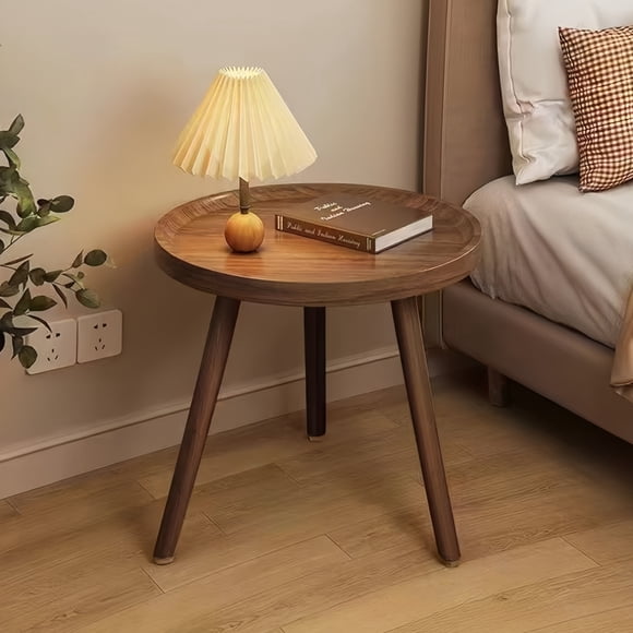 MEHOOM Table d'Appoint Ronde en Bois, 16"x16"x19 Pouces Petite Table Style Ferme, Table d'Appoint pour Salon Chambre Intérieur