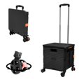 thumbnail image 1 of FELICON SELORSS Foldable Utility Cart Folding Portable Rolling Crate Handcart with Durable Heavy Duty Plastic Telescoping Handle Collapsible 4 Rotate Wheels for Travel Shop Move L, 1 of 7
