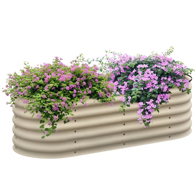 Outsunny Jardinière Surélevée Galvanisée, 5 x 2 x 1,5 Pi, Crème