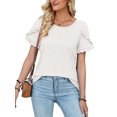 thumbnail image 2 of Avamo T-Shirts d'Été pour Femmes Col Ras du Cou T-shirt Manches Courtes T-shirt Chandail Confortable T-shirt de Travail Blanc TG, 2 of 4