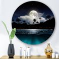 thumbnail image 1 of Designart - Fishing Boat Under Tropical Full Moon - Modern Metal Circle Wall Art, 1 of 5