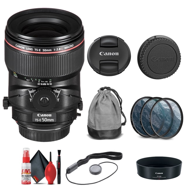 Canon TS-E 50mm f/2.8L Macro Lentille Inclinable (2273C002) + Kit de Filtres + Plus