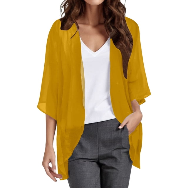 2025 Femmes Solide Élégant Bouffant Femmes Automne Cardigans Chandails Manche Mousseline Cardigan Ample Cardigans d'Automne Couvre-Chef Chemisier Décontracté Cardigans de Soirée pour Femmes