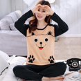 thumbnail image 5 of Pyjama pour Femme Femme Col Rond Ample Manches Longues Chemise + Pantalon Long Pyjama Ensemble Deux Pièces, 5 of 5