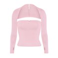 thumbnail image 1 of Fortune Women Tube Tops Shrug Set,Strapless Short Tops+Long Sleeve Cropped Cardigan, 1 of 9