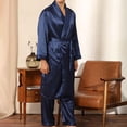 thumbnail image 5 of LSLJS Men Solid Casual Long Sleeves Lace-up Home Pocket Long Pajama Robe Shorts, Robes Gifts for Men, 5 of 5