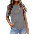 thumbnail image 1 of EQWLJWE Hauts d'Été pour Femmes Hauts pour Femmes Liquidation Femmes T-shirt Décontracté Imprimé Col Rond Manches Courtes Chandail Blouse Hauts, 1 of 4