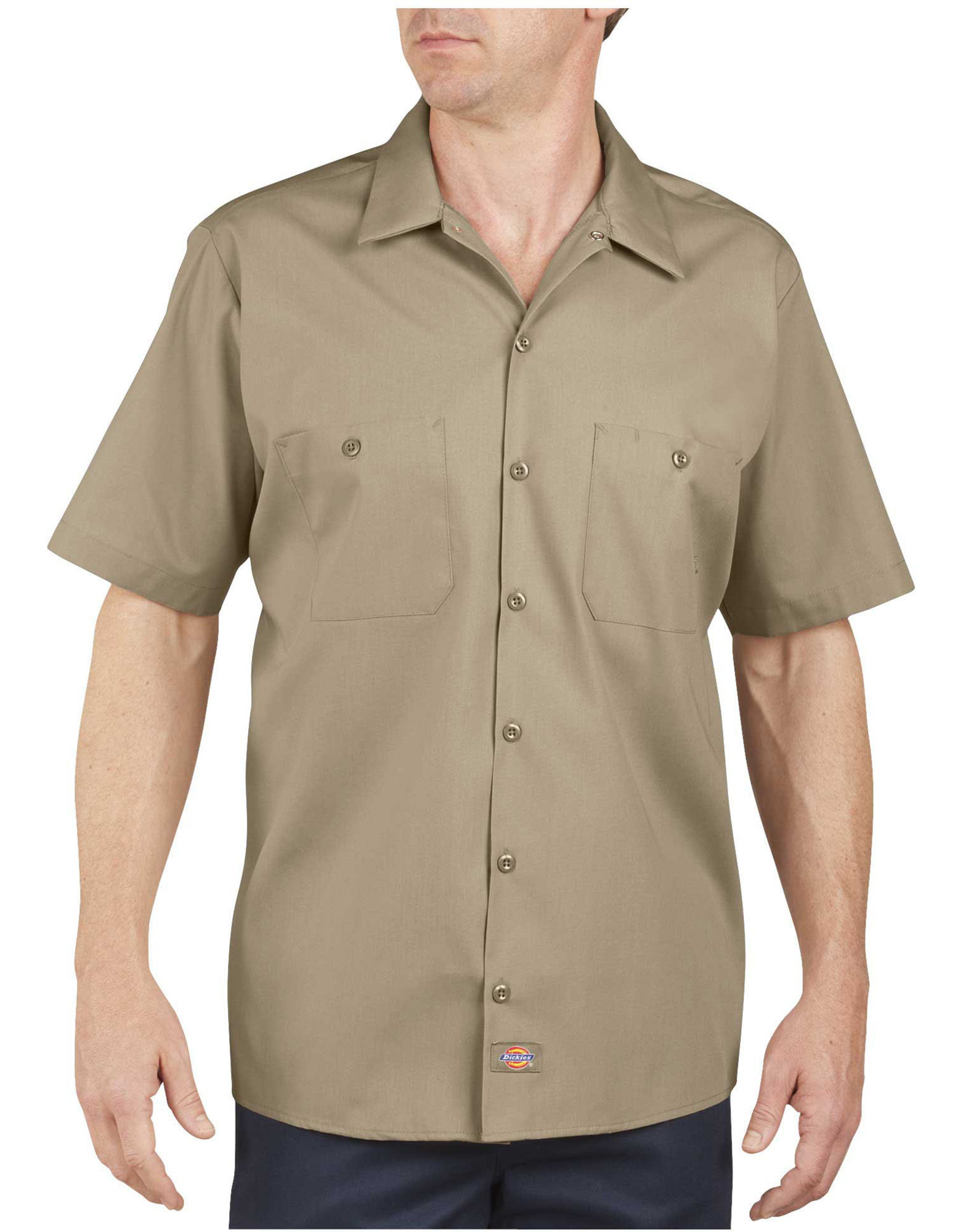 Dickies Mens Industrial Short Sleeve Work Shirt, 4X, Khaki