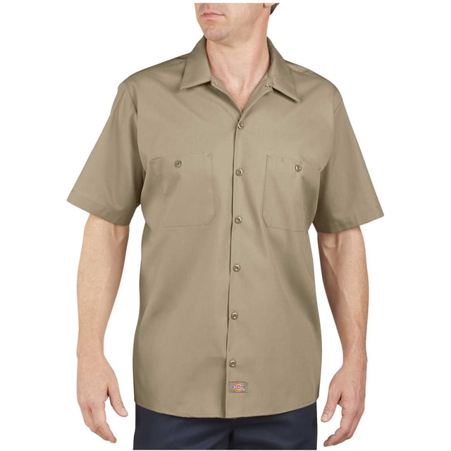 Dickies Mens Industrial Short Sleeve Work Shirt, 4X, Khaki