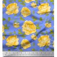 thumbnail image 1 of Soimoi Tissu en Rayonne Imprimé Feuilles & Roses Floral au Mètre 56 Pouces de Large, 1 of 3