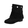 thumbnail image 1 of XZNGL Chaussures Rétro pour Femmes Décontractées Mode Couleur Unie à Franges en Suède Givré Plates Bottines Hauteur Intérieure, 1 of 9