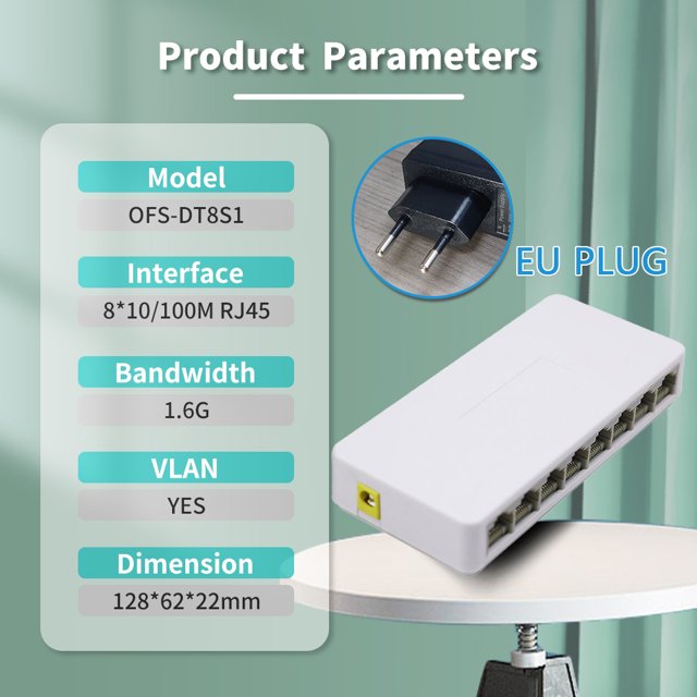 5 8 Ports UTP RJ45 Gigabit Ethernet Switch 1000 Mbps Mini Network Switches VLAN Ethernet Splitter Lan Hub Switch 8Port 100M EU PLUG