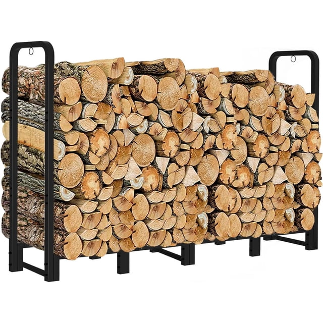 Firewood Rack Outdoor ft Heavy Duty Logs Holder for Indoor Fireplace Metal Wood Pile Storage Stacker Organizer Matte