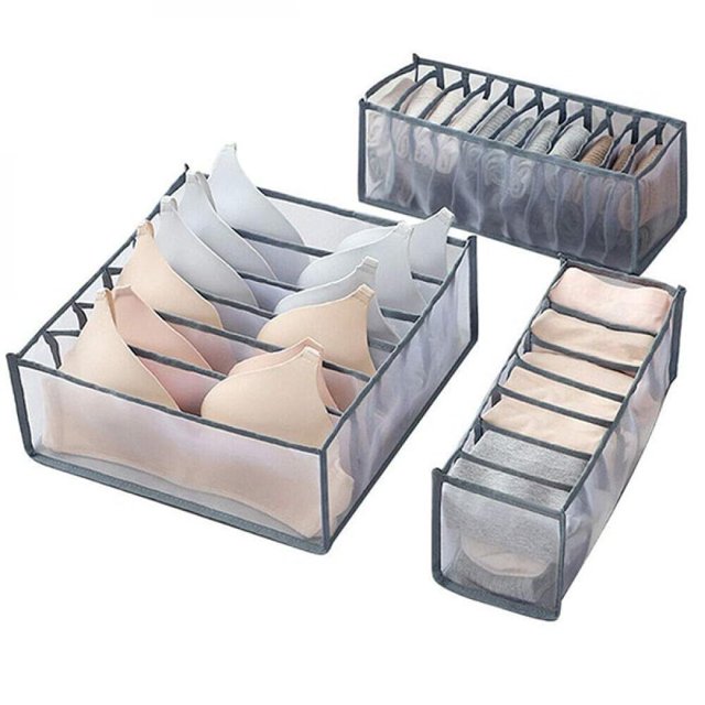 Boîte de Rangement 3pcs Tiroir Pliant Boîte de Rangement Compartimentée Armoire Boîte de Rangement Adaptée aux Soutiens-Gorge et Chaussettes de Sous-Vêtements