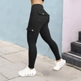 thumbnail image 2 of Dealovy Cargo Leggings for Women High Waisted Butt Lifting Workout Belly Control Running Yoga Pants with Flap Pockets, 2 of 5