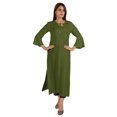 thumbnail image 4 of Moomaya Solid Rayon Kurta For Women bell Sleeve Drawstring Neck Long Ethnic Kurti, 4 of 7