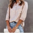 thumbnail image 4 of Jsaierl Womens Satin Silk Button Down Shirts Solid Color Lapel Collar Basic Blouses Long Sleeve Work Business Tops with Pockets, 4 of 9