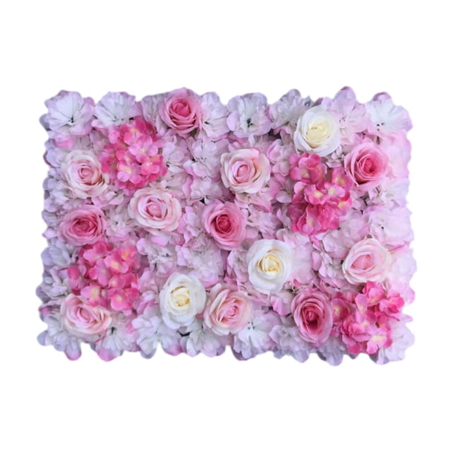 Rongfmy Flower Wall Panel Artificial Display Floral Panel for Reception Home Outdoor Light Pink