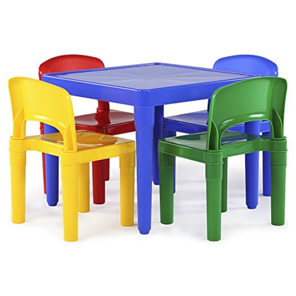 Tot Tutors Ensemble de Table en Plastique pour Enfants et 4 Chaises, Couleurs Primaires (Collection Primaire)