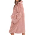 thumbnail image 4 of IROINID Women's Winter Warm Mid-Long Coat Solid Color Front Open Overcoat Long Sleeve Outwear, Pink, 4 of 9