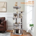 thumbnail image 2 of Large Cat Tree cm Cat Tower for Large Cats Cat Condo with Sisal-Cove Scratching Posts and Pads Padded Perch Dual Condo and Basket for Indoor Cats-Grey Small, 2 of 6