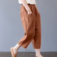 thumbnail image 3 of Pantalons Larges en Coton et en Lin pour Femmes à la Mode d'Été Pantalons Solides, 3 of 8