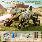 Riforla Dinosaur Remote Control Car Eight Wheel Sound Controlled Toy with Realistic Spray Function High Capacity Battery Motion Sensor Control for Indoor and Outdoor Remote Control Car A