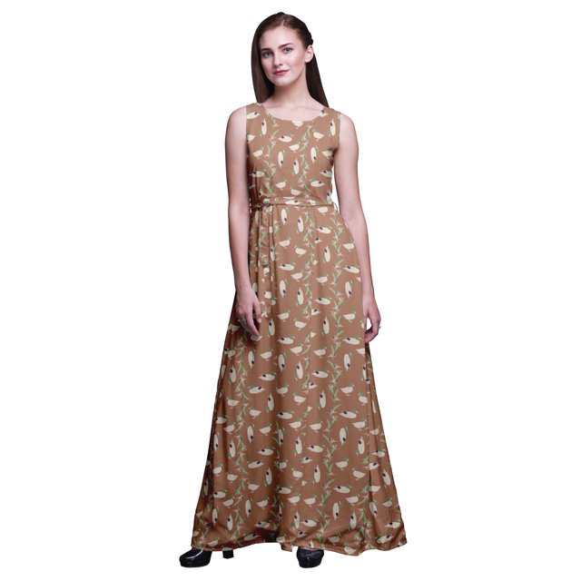 Bimba Bird Ladies Printed Long Tank MaxiDressResort Wear Evening Gown-Medium