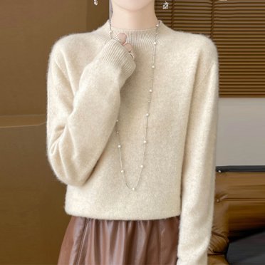 Wancir Cashmere Sweaters for Women, 100% Merino Wool Pullover Long Sleeve Crew Neck Sweater Lightweight Knit Top