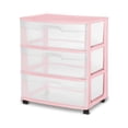 thumbnail image 1 of Sterilite Wide 3 Drawer Cart, Pink, 1 of 6