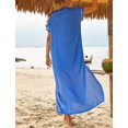 thumbnail image 3 of Women Embroidery Short Sleeve Bikini Swimsuit Cover Up Side Split Beach Dress, 3 of 6