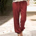 thumbnail image 1 of AherBiu High Waisted Jogger Pants Women Drawstring Linen Pants Casual Lightweight Trousers with Pockets, 1 of 6