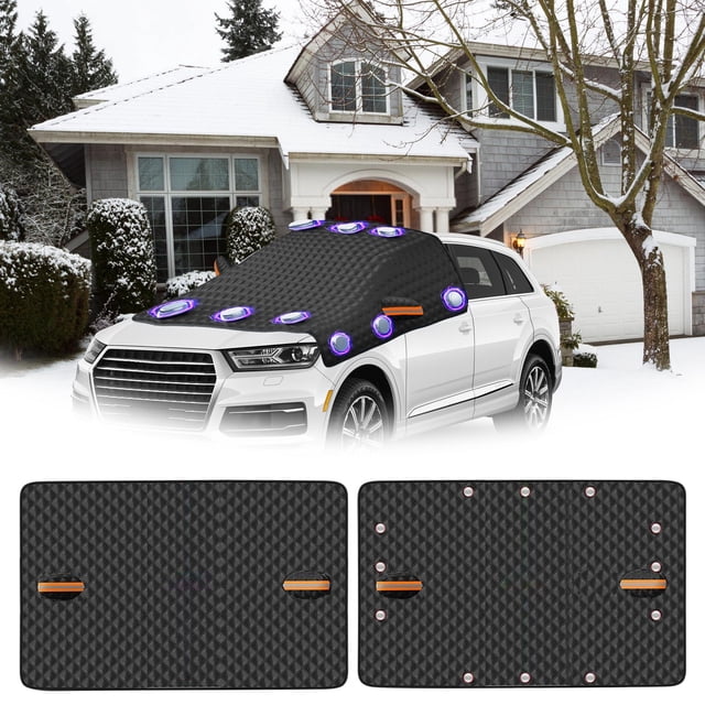 Cagogo under $5 2Pcs Windshield Snow Cover, Windshield Snow Cover Magnetic Edges, Winter Frost Ice Protection Sun Shade, Magnetic Windshield Cover Car Snow Protector