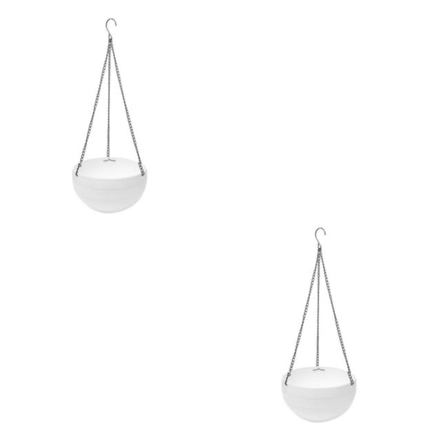 kurtrusly 2pieces Hanging Flower Pot – Easy To Maintain And Not Easy To Deform Removable Hanging Chain Plastic Hanging Flower Pots white 2Set