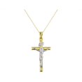 thumbnail image 2 of Collier Pendentif Croix Crucifix en Or Jaune et Blanc 14K avec Chaîne, 2 of 4