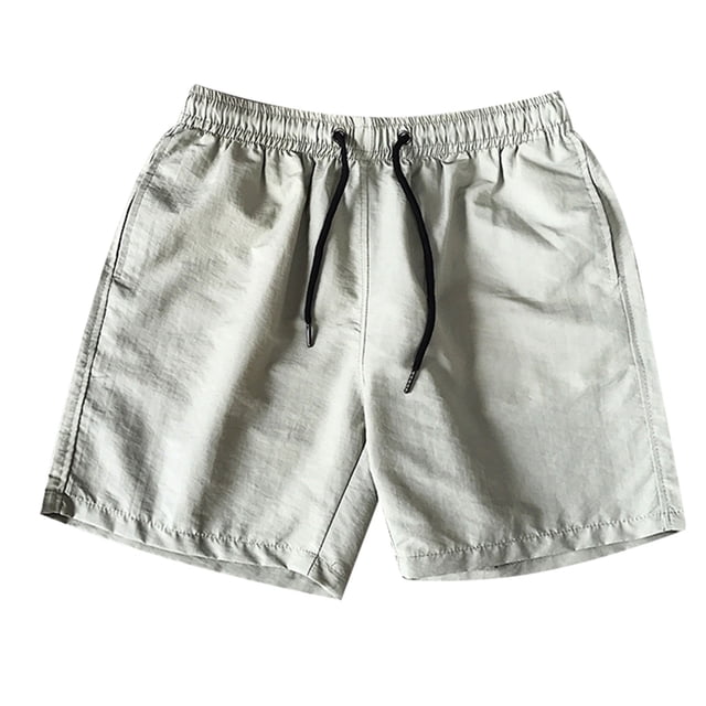 jsaierl Mens Shorts Summer Casual Drawstring Pocket Solid Color Five-Inch Beach Shorts