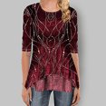 thumbnail image 3 of XZNGL Fashion Women O-Neck Half Sleeve Printing Splicing Plus Size Tops Easy Blouse, 3 of 8
