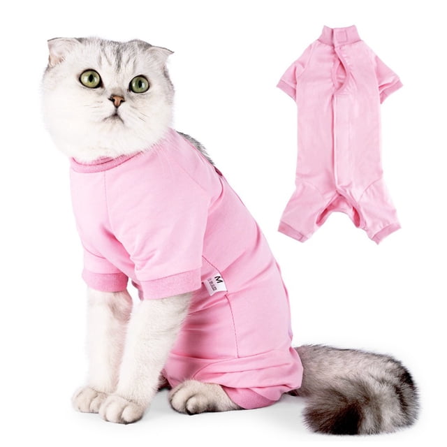 Combinaison de Récupération pour Chat après Chirurgie pour Femme Homme Pyjama Chirurgical pour Animaux de Compagnie Manches Longues Prévention de la Perte Combinaison Serrée & Col en E Alternative pour Chats