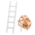 thumbnail image 1 of Miangastore Échelle Miniature en Bois Massif Modèle d'Escalier Accessoire DIY (Blanc), 1 of 8