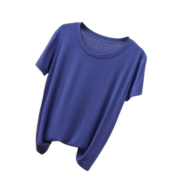 Yuyuzo Hauts de Pyjama pour Femmes T-Shirt à Manches Courtes Col Ras du Cou T-Shirts de Sommeil Décontractés Confortables Vêtements de Nuit Vêtements d'Intérieur