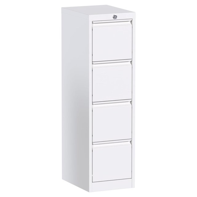 AOBABO 4 Drawer Vertical Metal File Cabinet w/ Lock, Fully Assembled, White