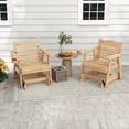 thumbnail image 2 of Patiojoy 2PCS Outdoor Fir Wood Rocking Chair Outdoor Glider Chair with Rotatable Hidden Cup Holder and Curved Seat, 2 of 8