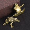 thumbnail image 2 of Retro Brass Frogs Statue Brass Craft Figurine Golden Brass Toad Figurine Statue, 2 of 6